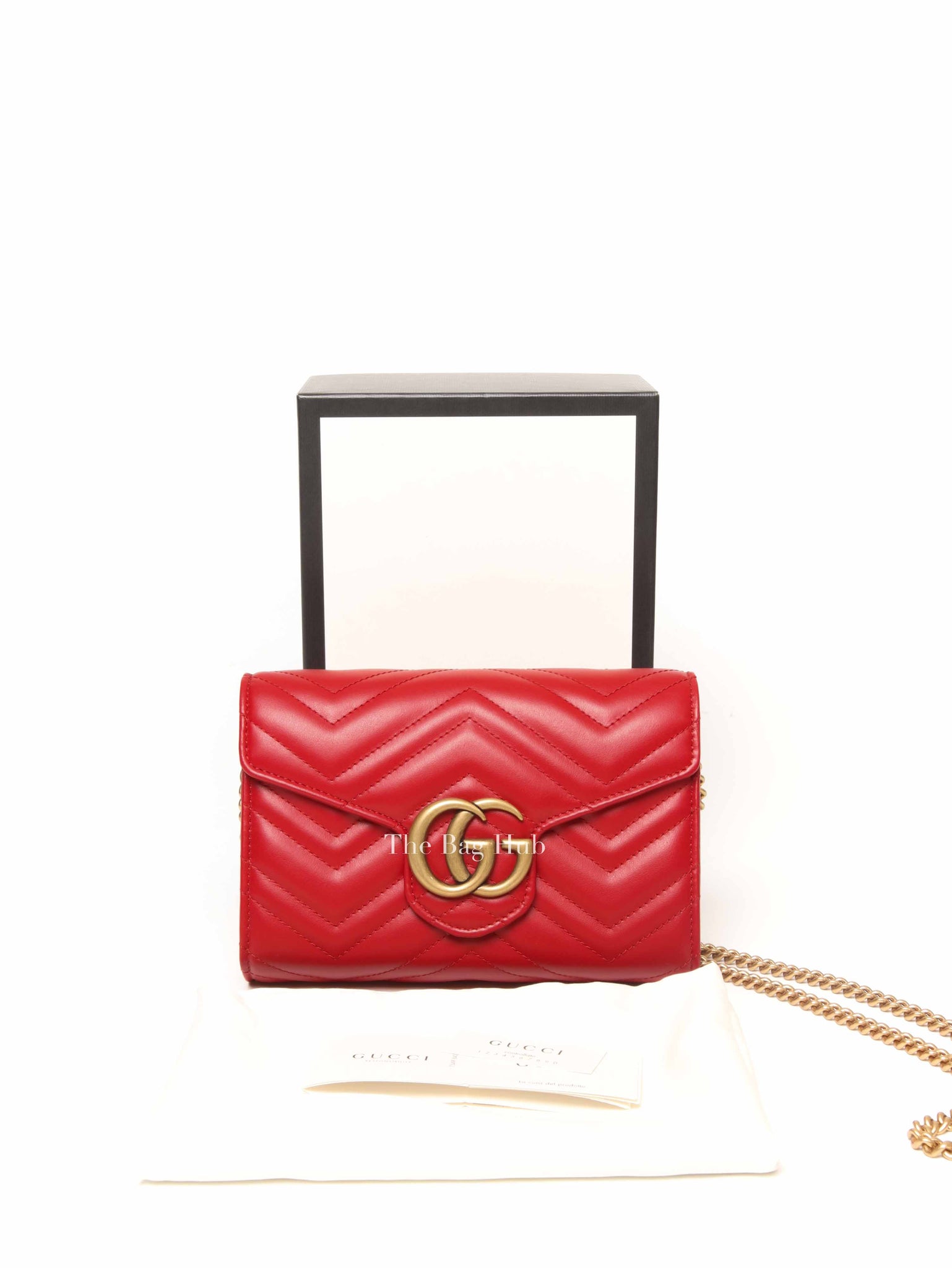 Gucci Red Leather GG Marmont Super Mini Bag