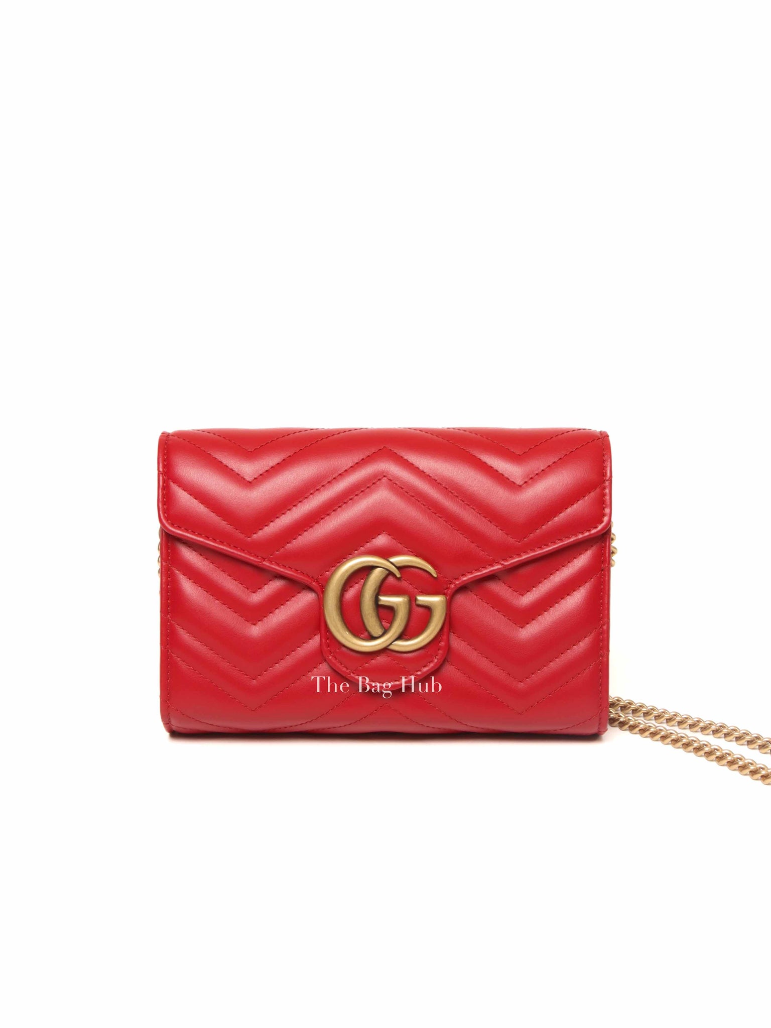 Gucci Red Leather GG Marmont Super Mini Bag