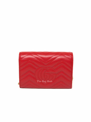 Gucci Red Leather GG Marmont Super Mini Bag