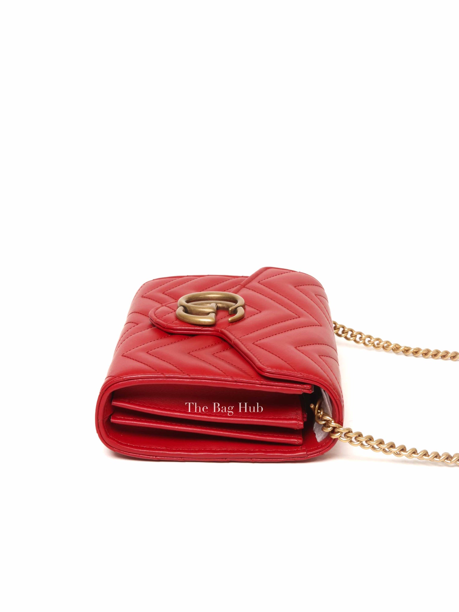 Gucci Red Leather GG Marmont Super Mini Bag