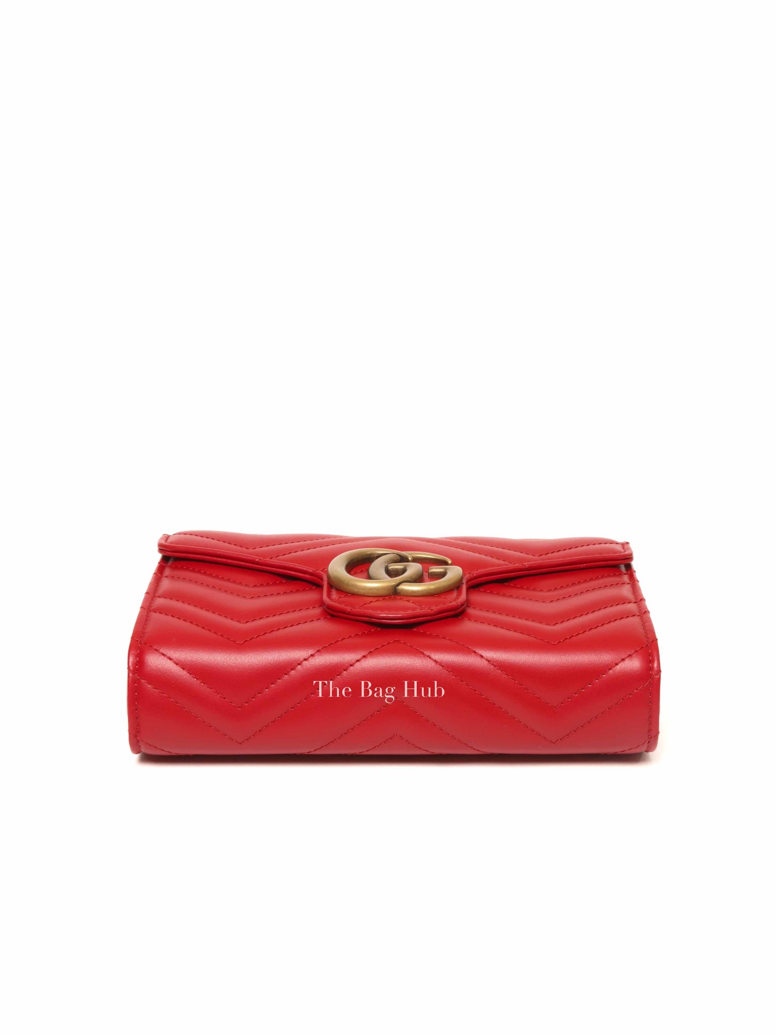 Gucci Red Leather GG Marmont Super Mini Bag