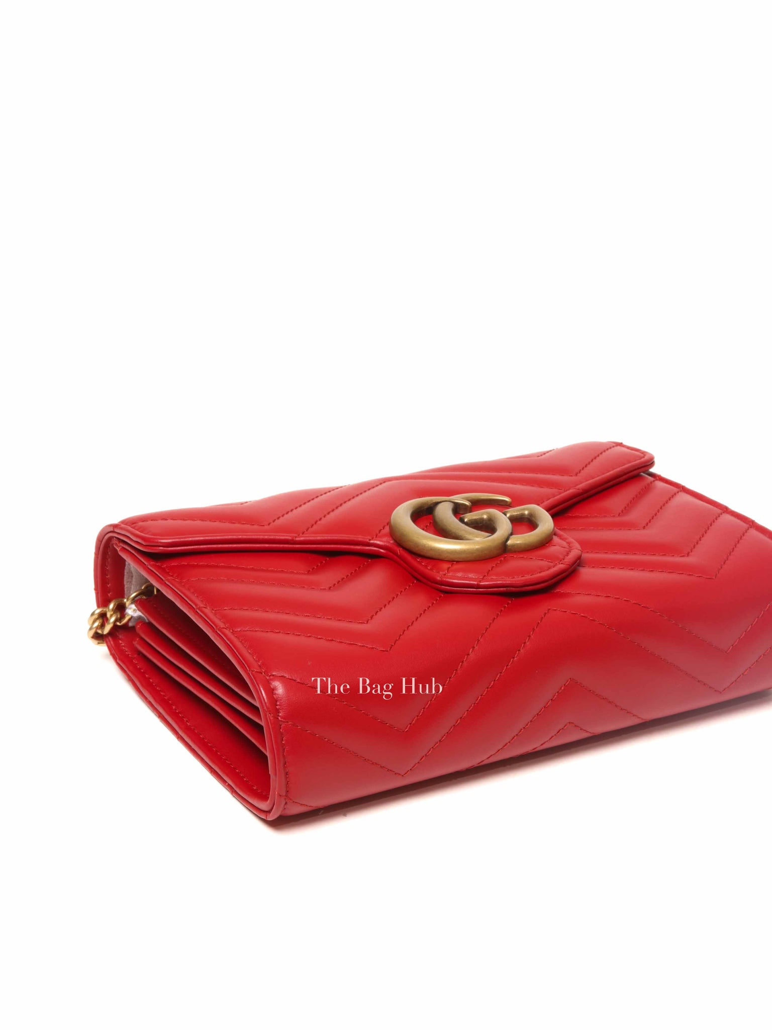 Gucci Red Leather GG Marmont Super Mini Bag