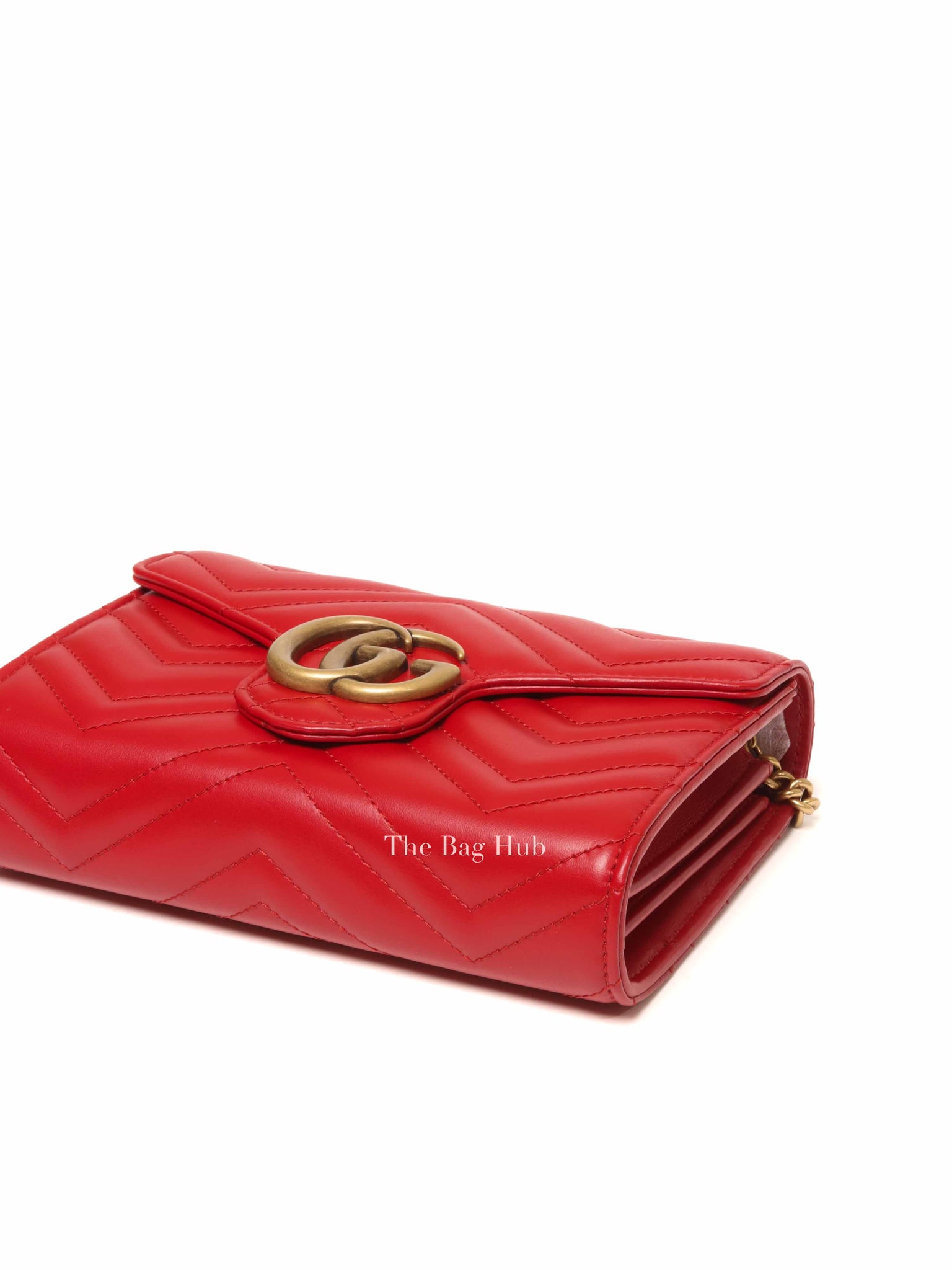 Gucci Red Leather GG Marmont Super Mini Bag