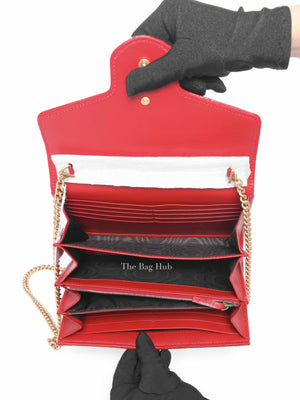 Gucci Red Leather GG Marmont Super Mini Bag