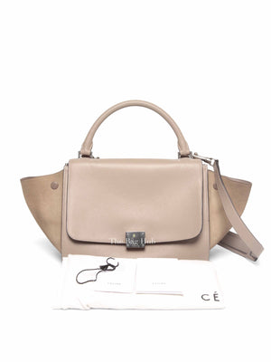 Celine Beige Suede/Leather Trapeze Small Bag