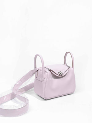 Hermes Mauve Pale Swift Leather Mini Lindy Bag PHW