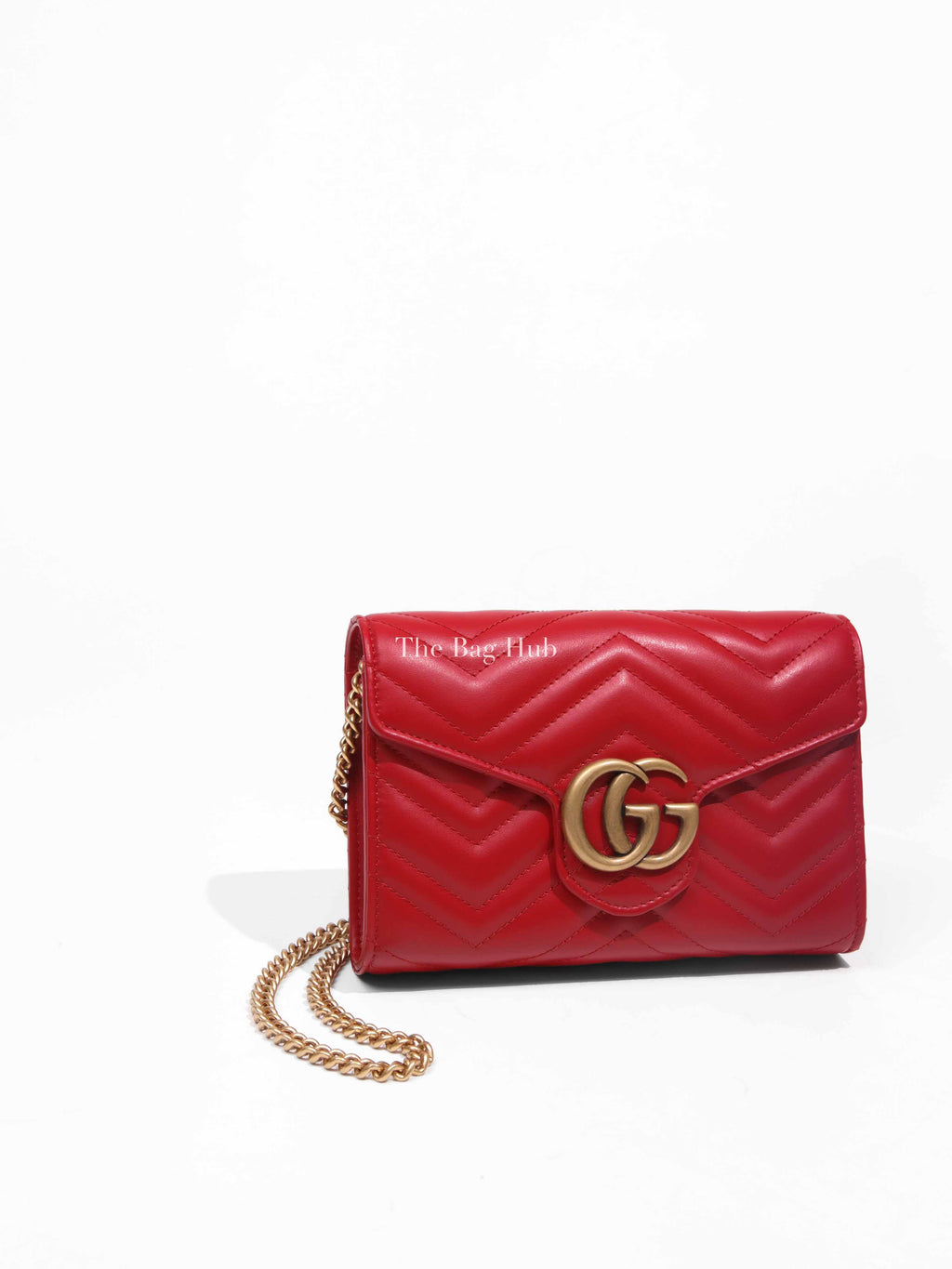 Gucci Red Leather GG Marmont Super Mini Bag
