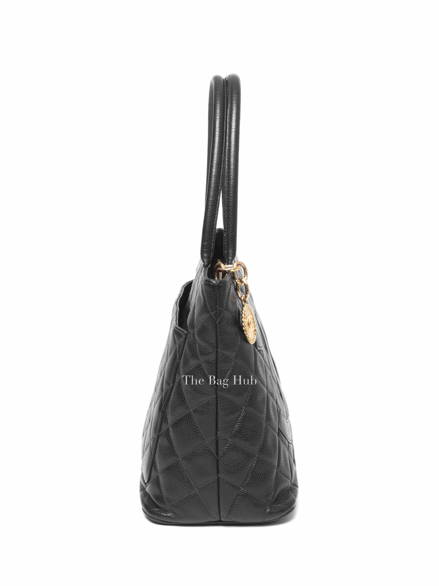 Chanel Black Quilted Caviar Medallion Tote Bag GHW