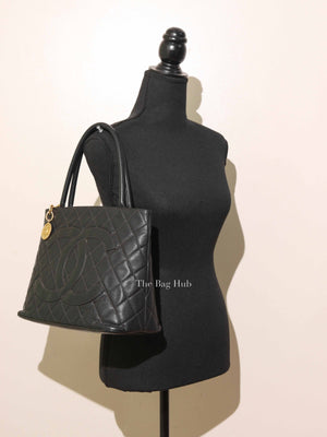 Chanel Black Quilted Caviar Medallion Tote Bag GHW
