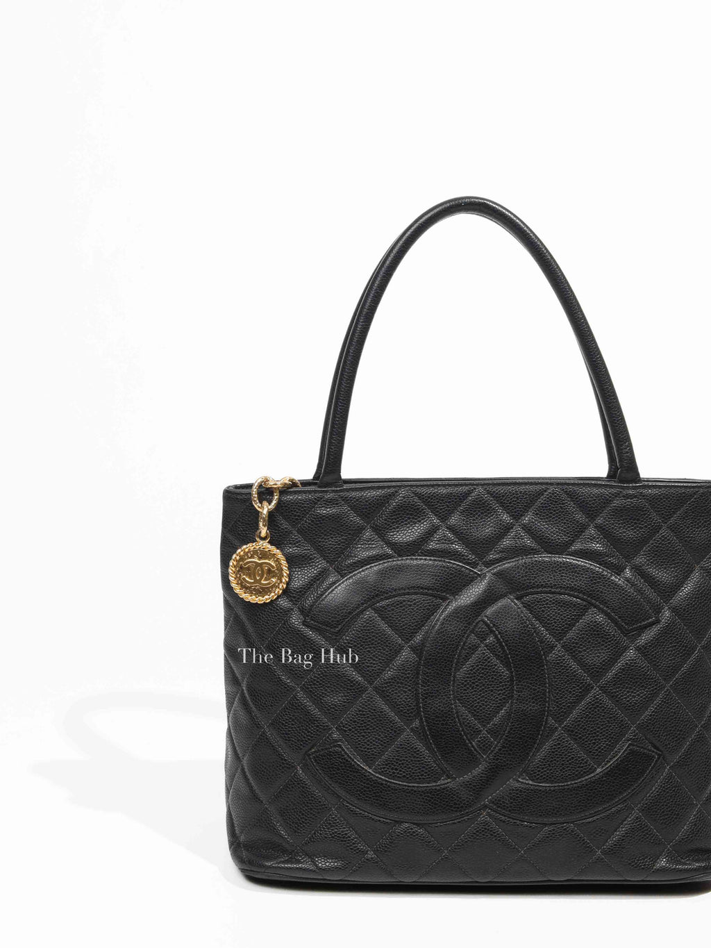 Chanel Black Quilted Caviar Medallion Tote Bag GHW