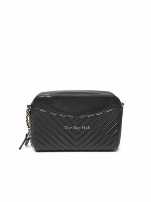 Chanel Black Chevron Leather Bordeaux CC Flap Pocket Small Camera Bag