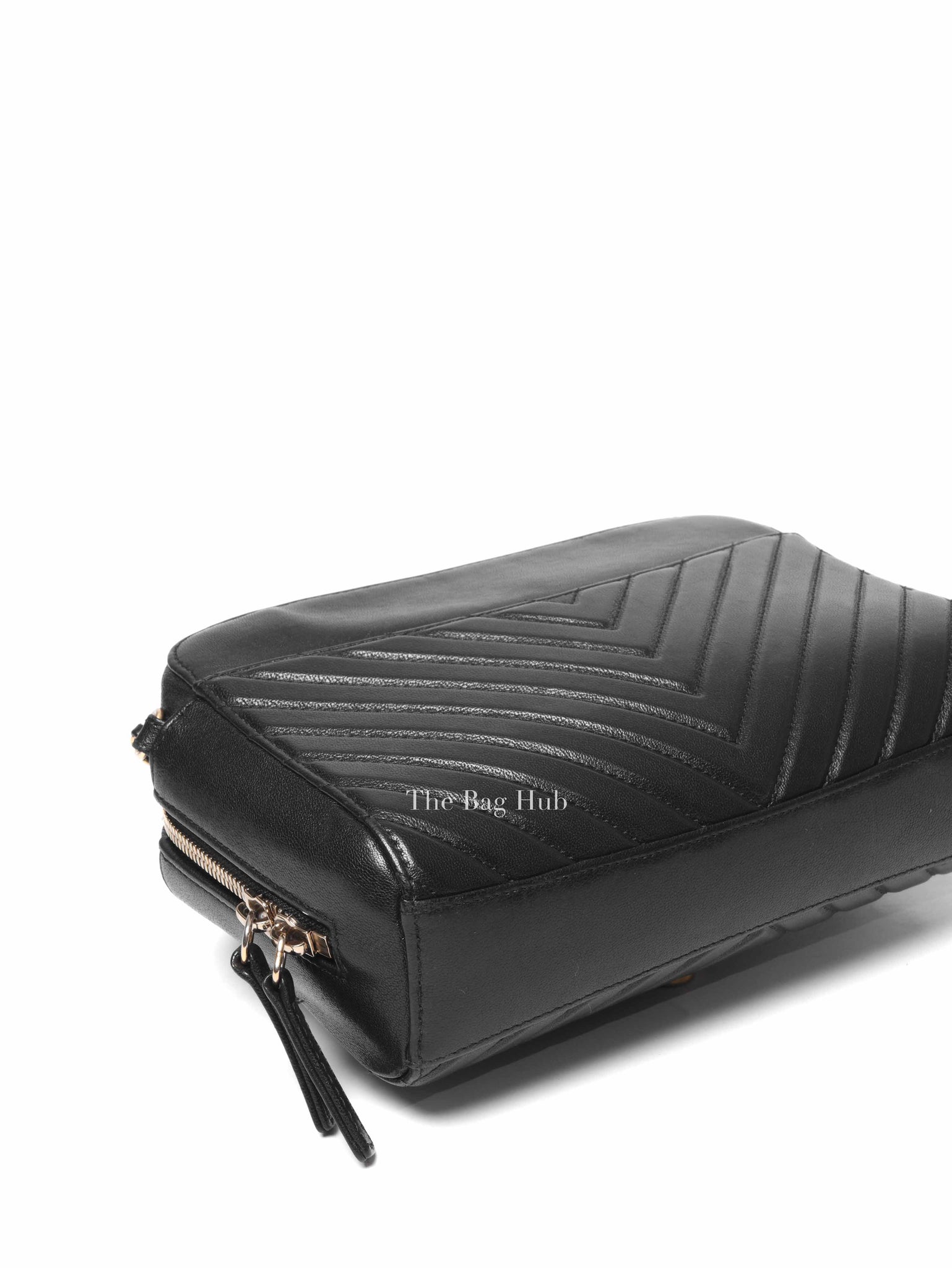 Chanel Black Chevron Leather Bordeaux CC Flap Pocket Small Camera Bag