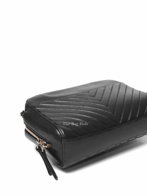 Chanel Black Chevron Leather Bordeaux CC Flap Pocket Small Camera Bag
