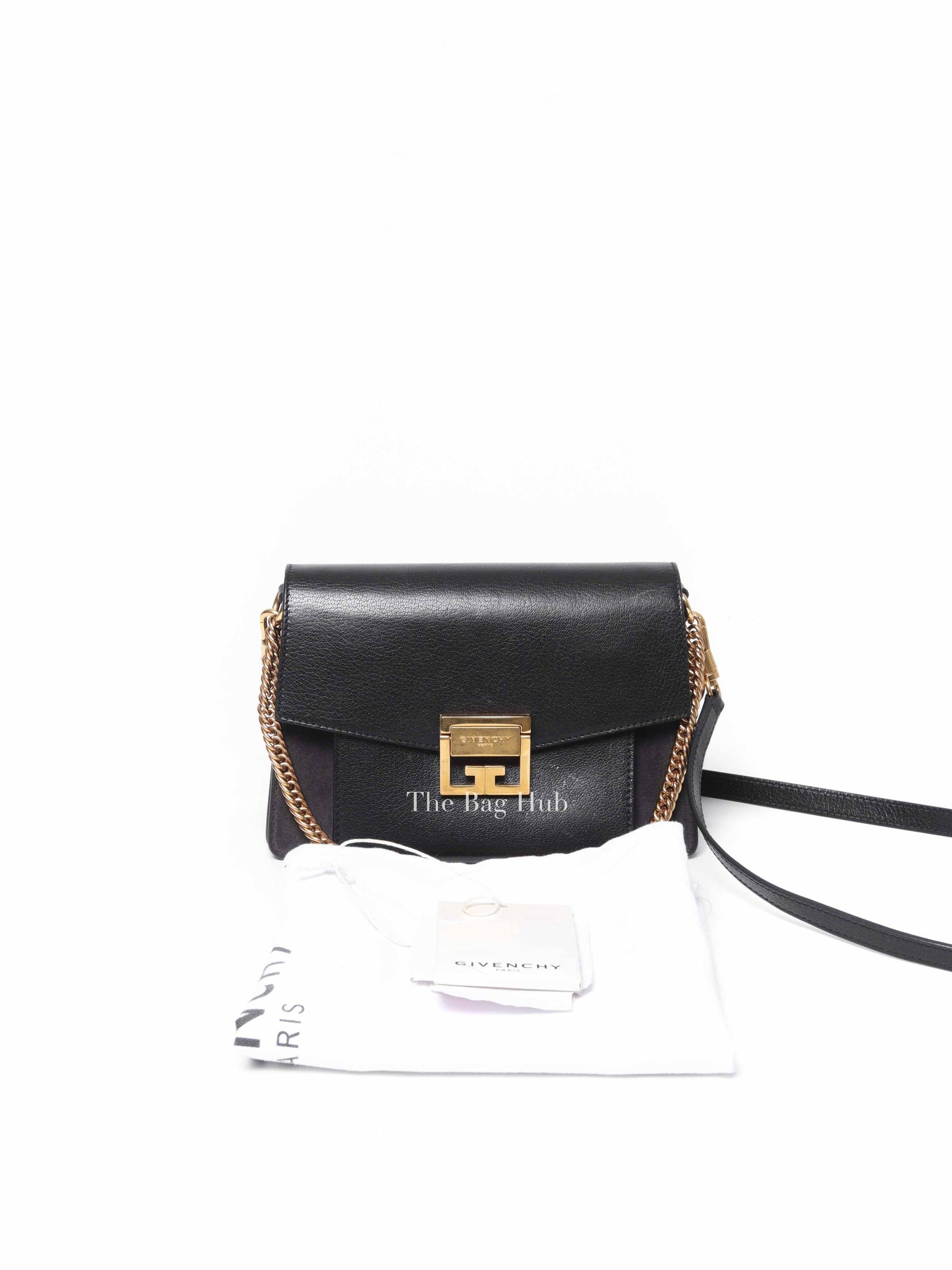 Givenchy Black Leather and Suede Small GV3 Shoulder Bag
