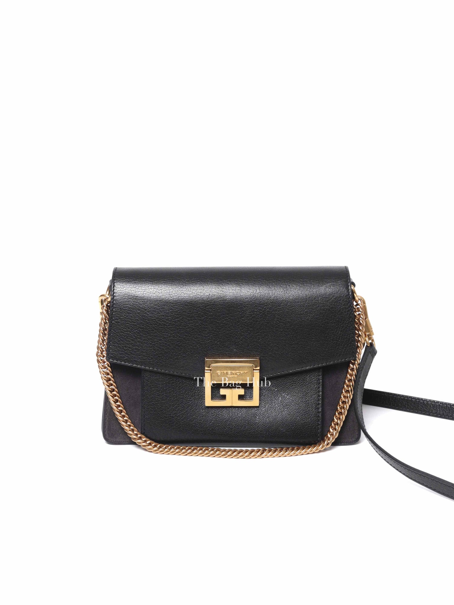 Givenchy Black Leather and Suede Small GV3 Shoulder Bag