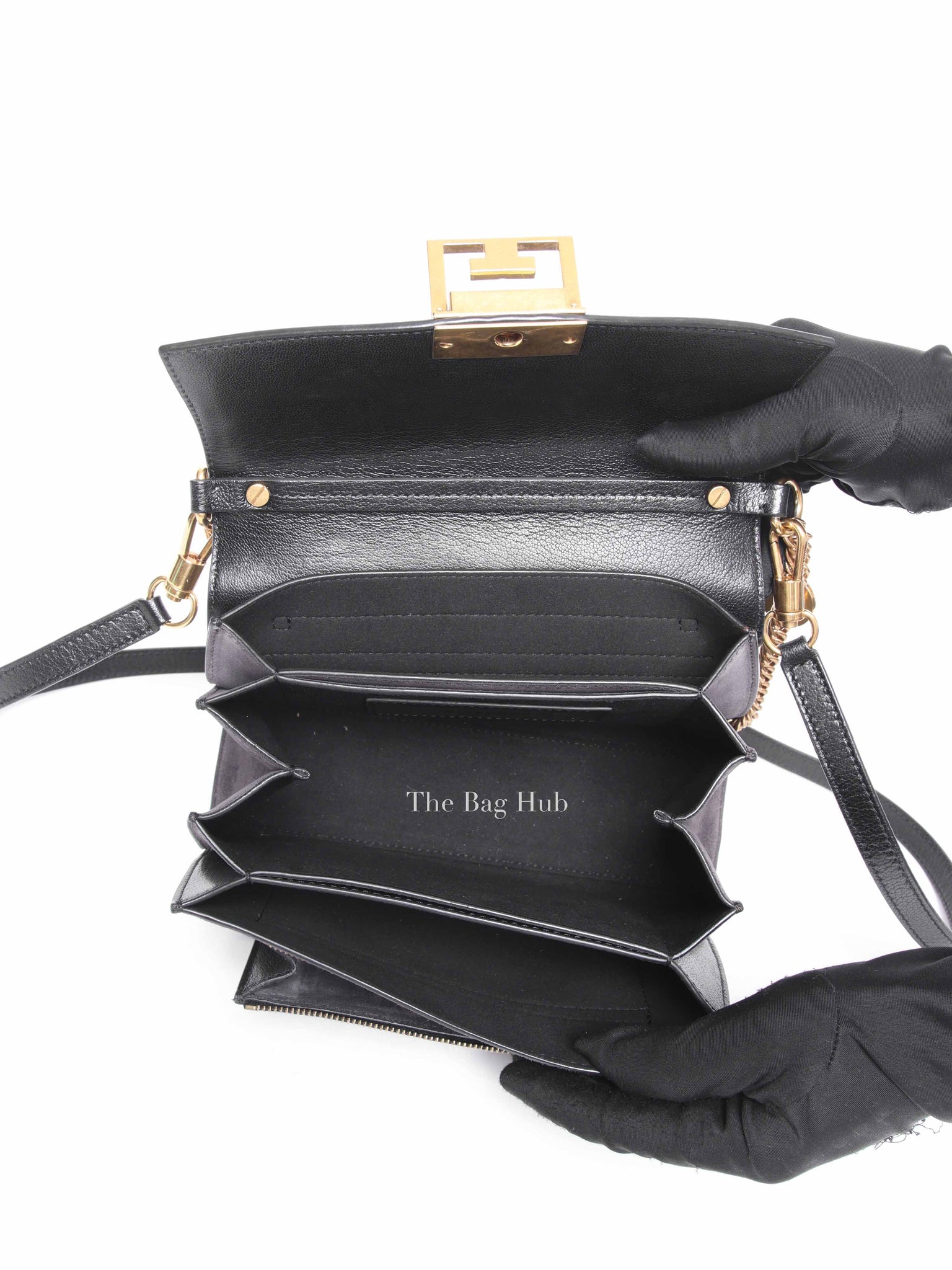 Givenchy Black Leather and Suede Small GV3 Shoulder Bag
