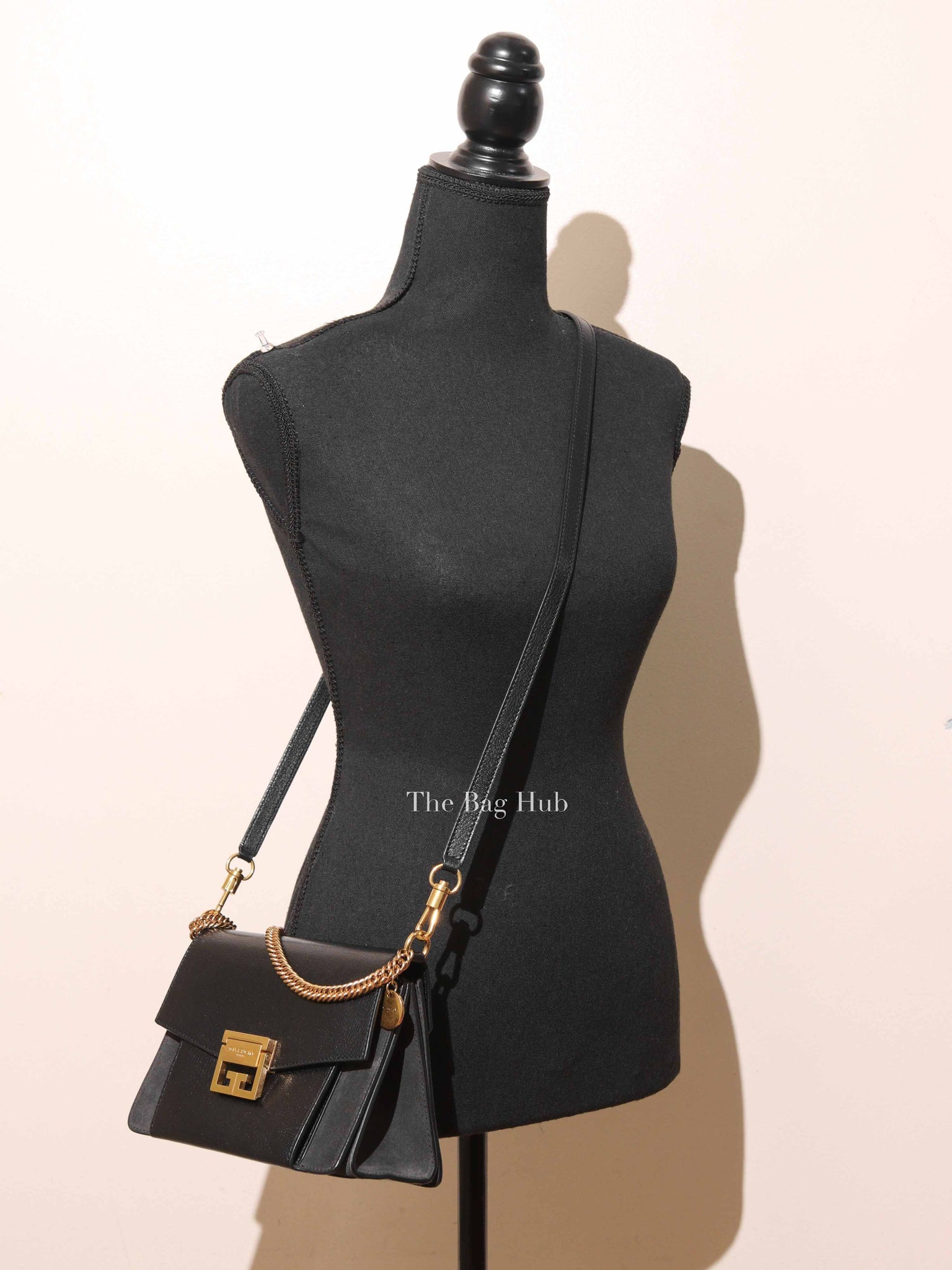 Givenchy Black Leather and Suede Small GV3 Shoulder Bag