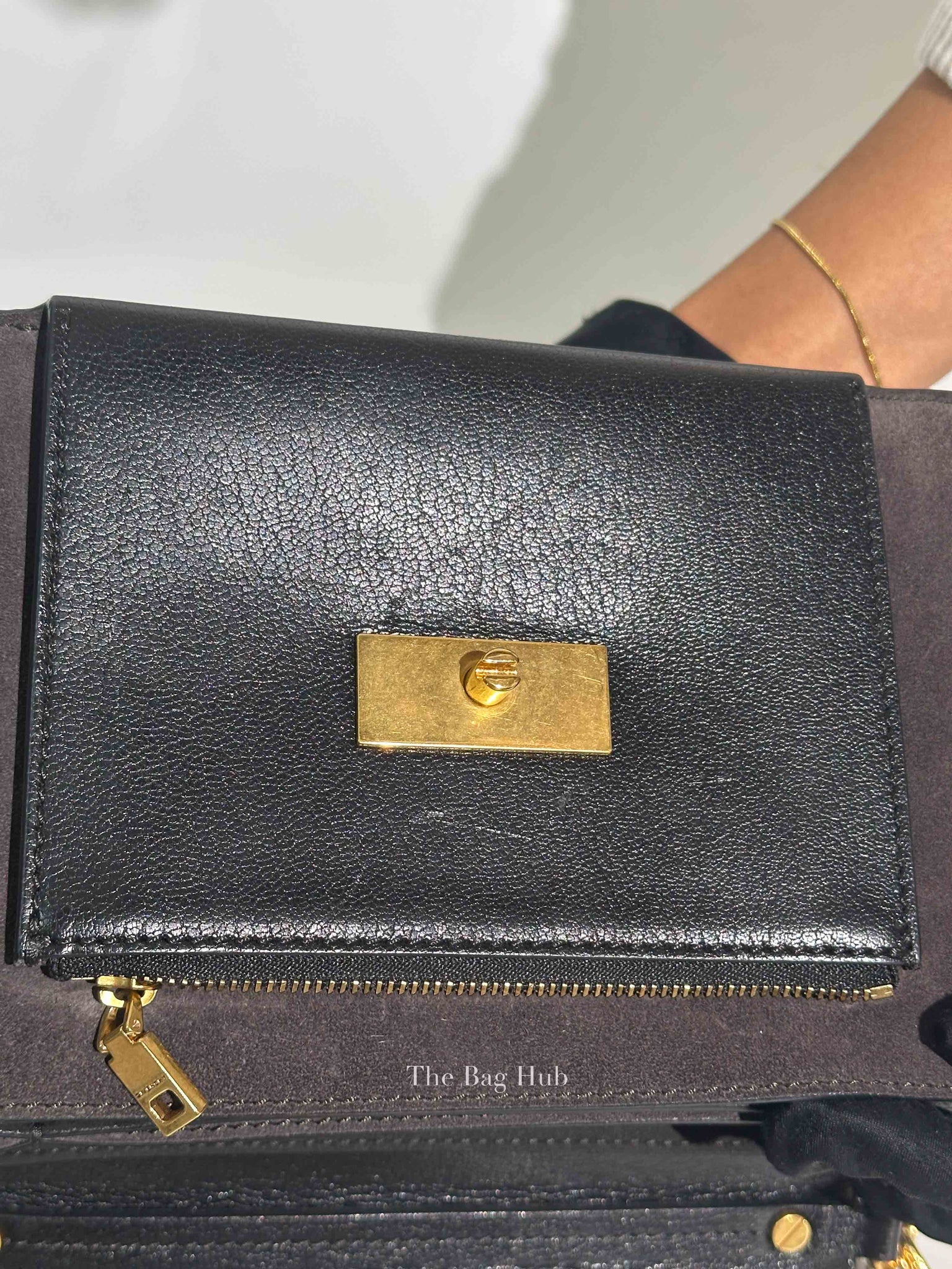 Givenchy Black Leather and Suede Small GV3 Shoulder Bag