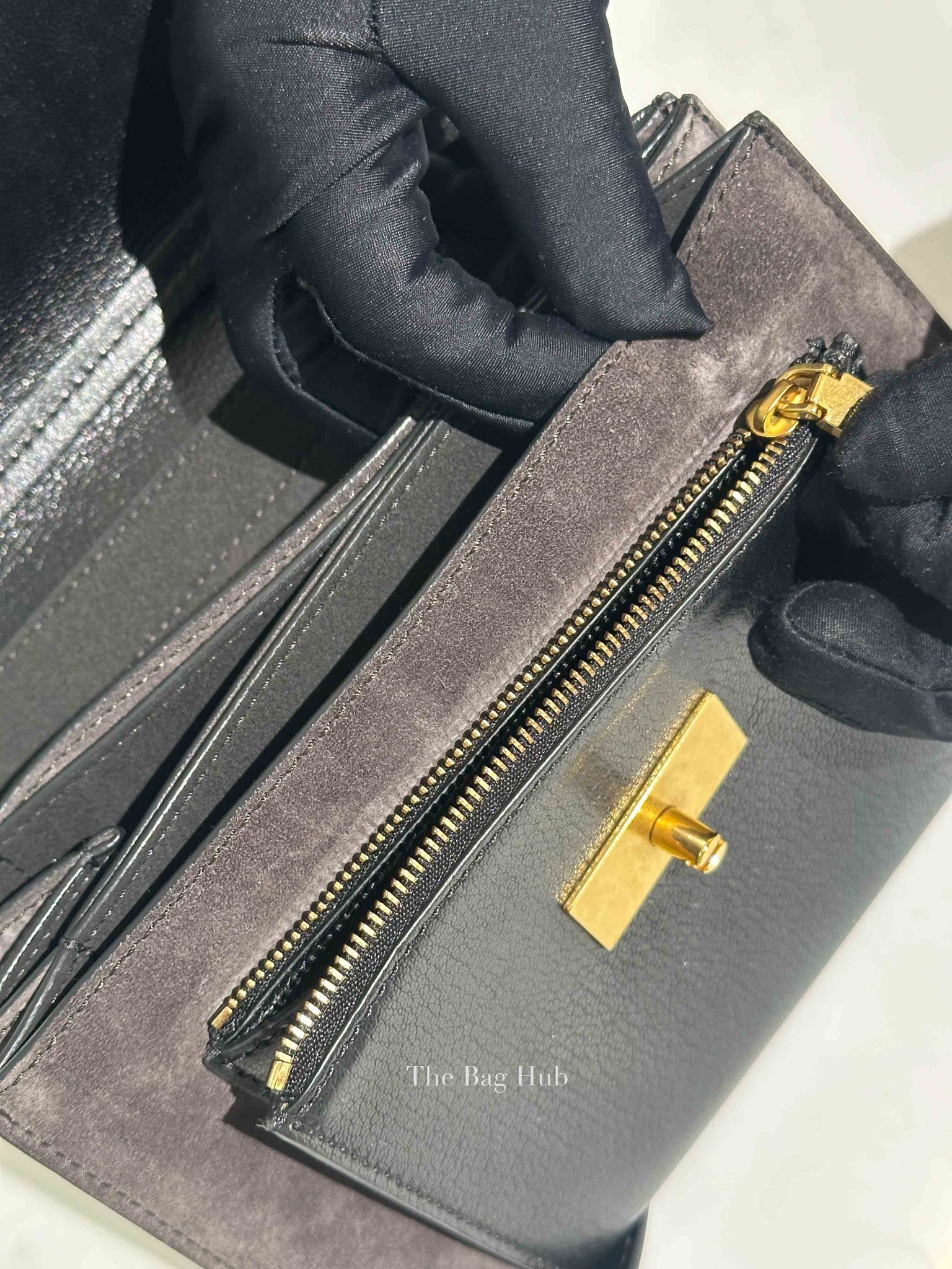 Givenchy Black Leather and Suede Small GV3 Shoulder Bag