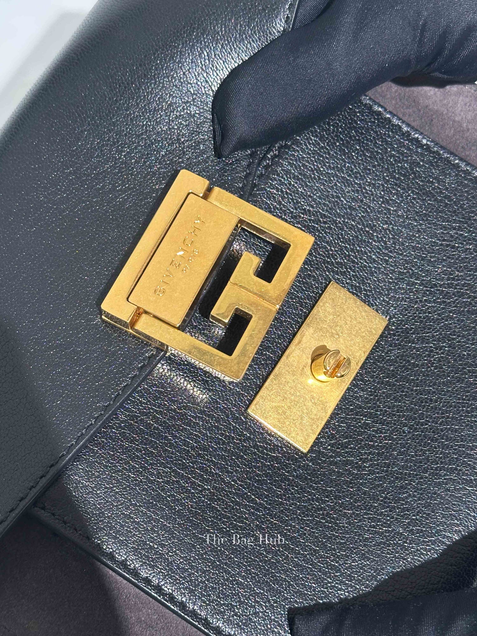 Givenchy Black Leather and Suede Small GV3 Shoulder Bag