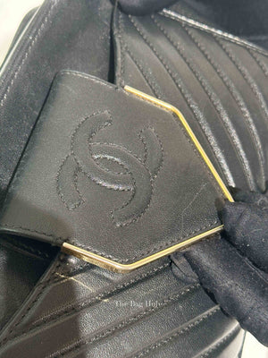 Chanel Black Chevron Leather Bordeaux CC Flap Pocket Small Camera Bag
