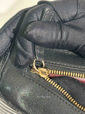 Chanel Black Chevron Leather Bordeaux CC Flap Pocket Small Camera Bag