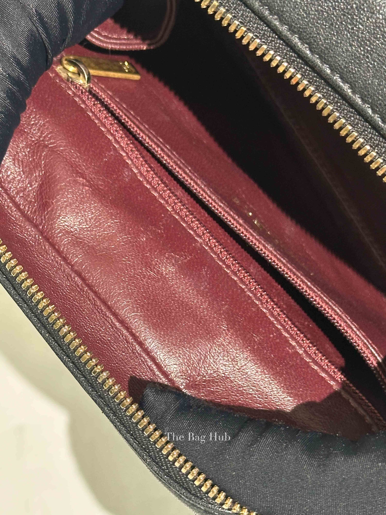 Chanel Black Chevron Leather Bordeaux CC Flap Pocket Small Camera Bag