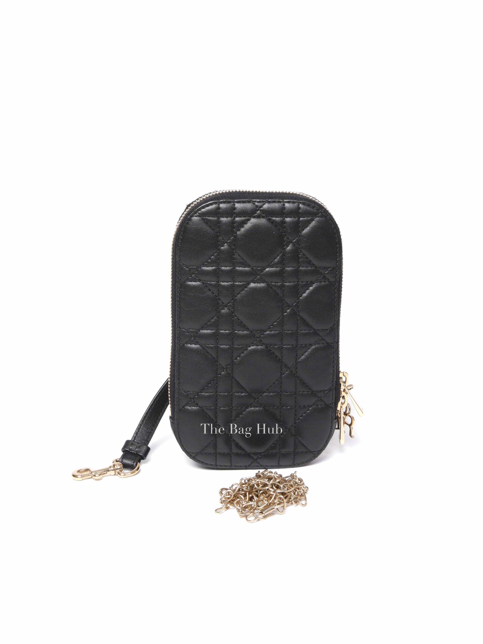 Dior Black Cannage Lambskin Call'in Dior Phone Holder