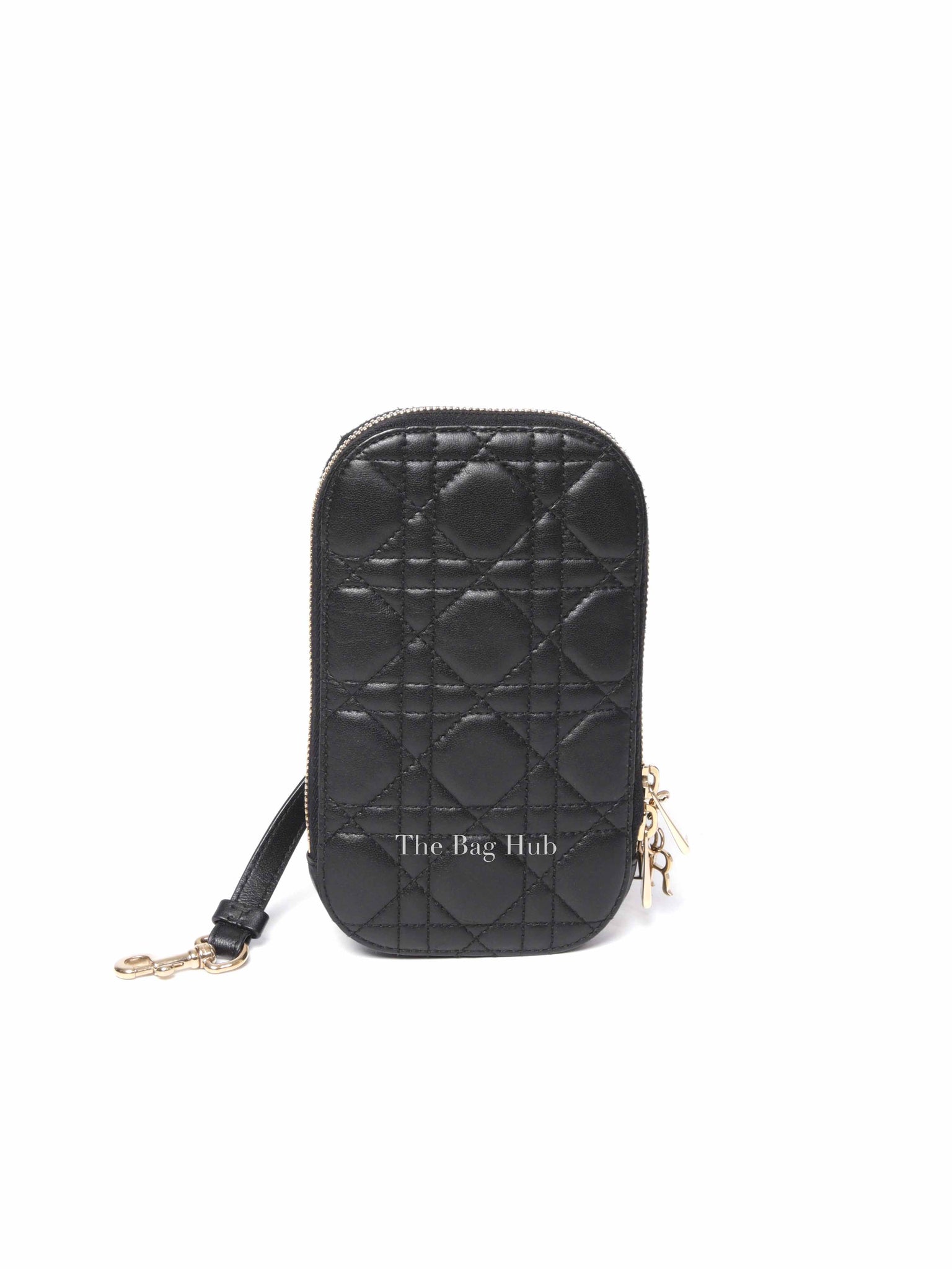 Dior Black Cannage Lambskin Call'in Dior Phone Holder