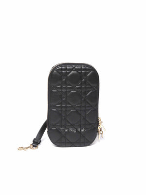 Dior Black Cannage Lambskin Call'in Dior Phone Holder