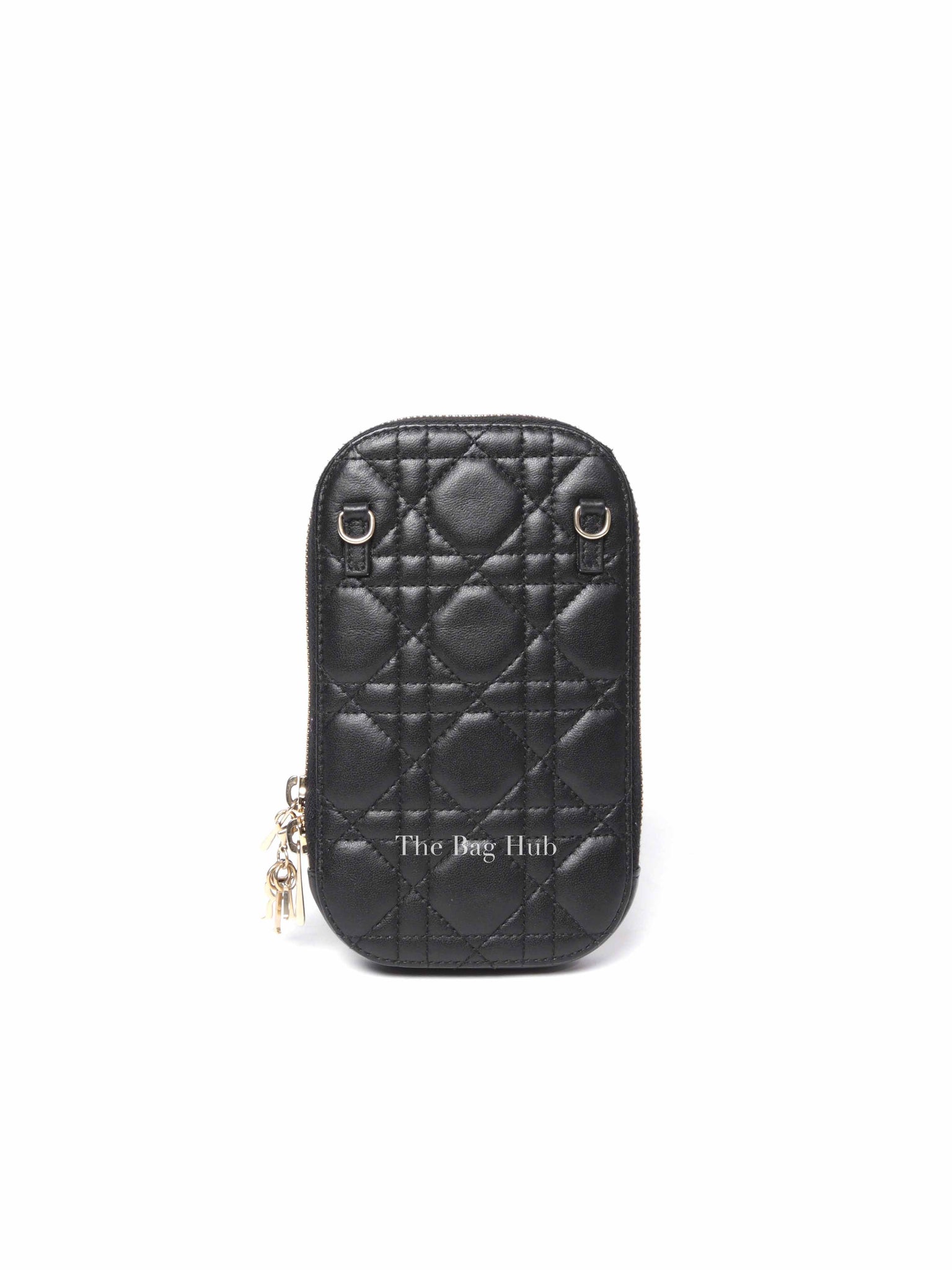 Dior Black Cannage Lambskin Call'in Dior Phone Holder