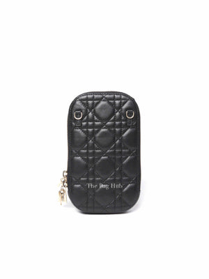 Dior Black Cannage Lambskin Call'in Dior Phone Holder