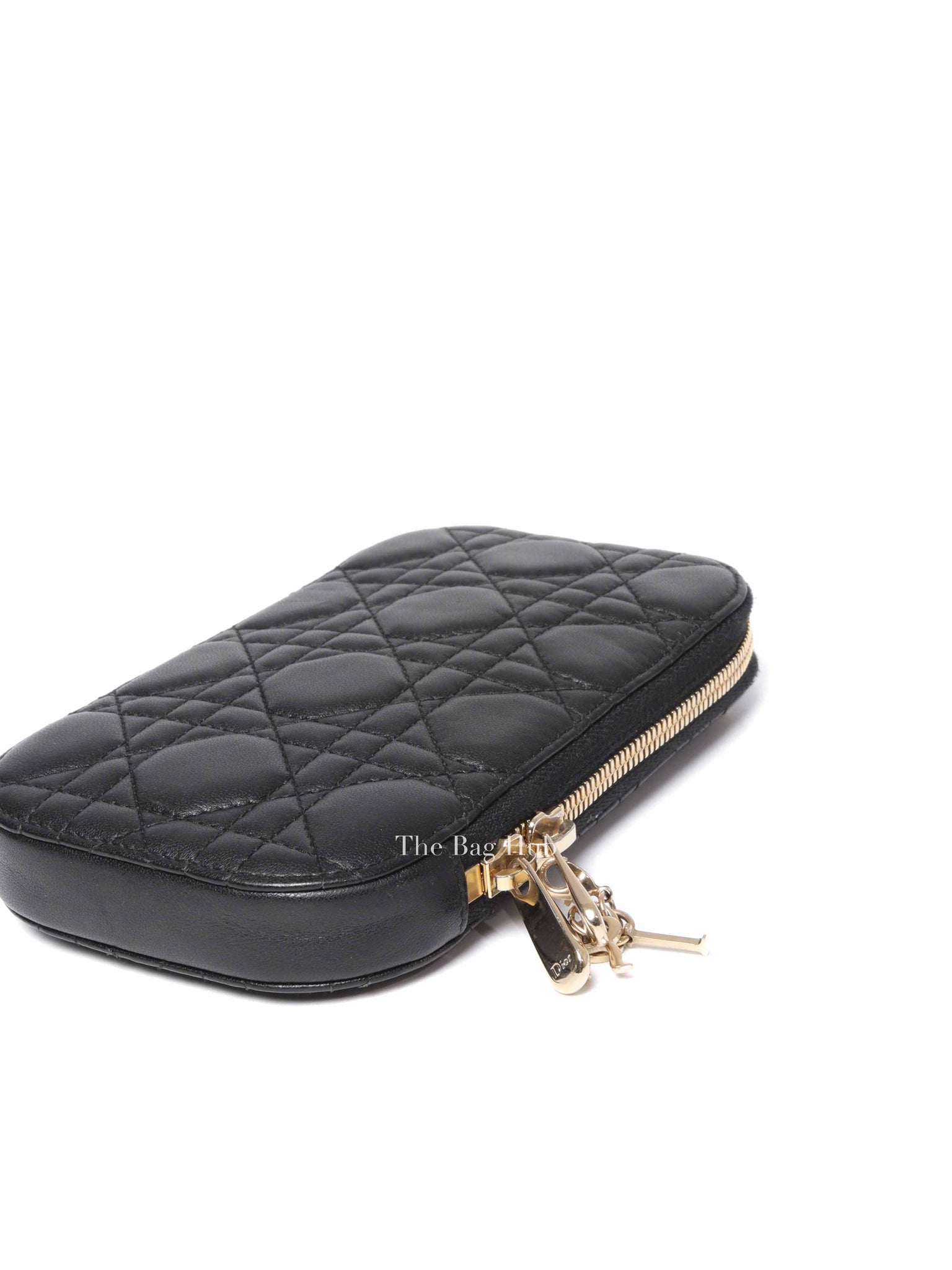 Dior Black Cannage Lambskin Call'in Dior Phone Holder