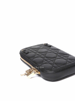 Dior Black Cannage Lambskin Call'in Dior Phone Holder