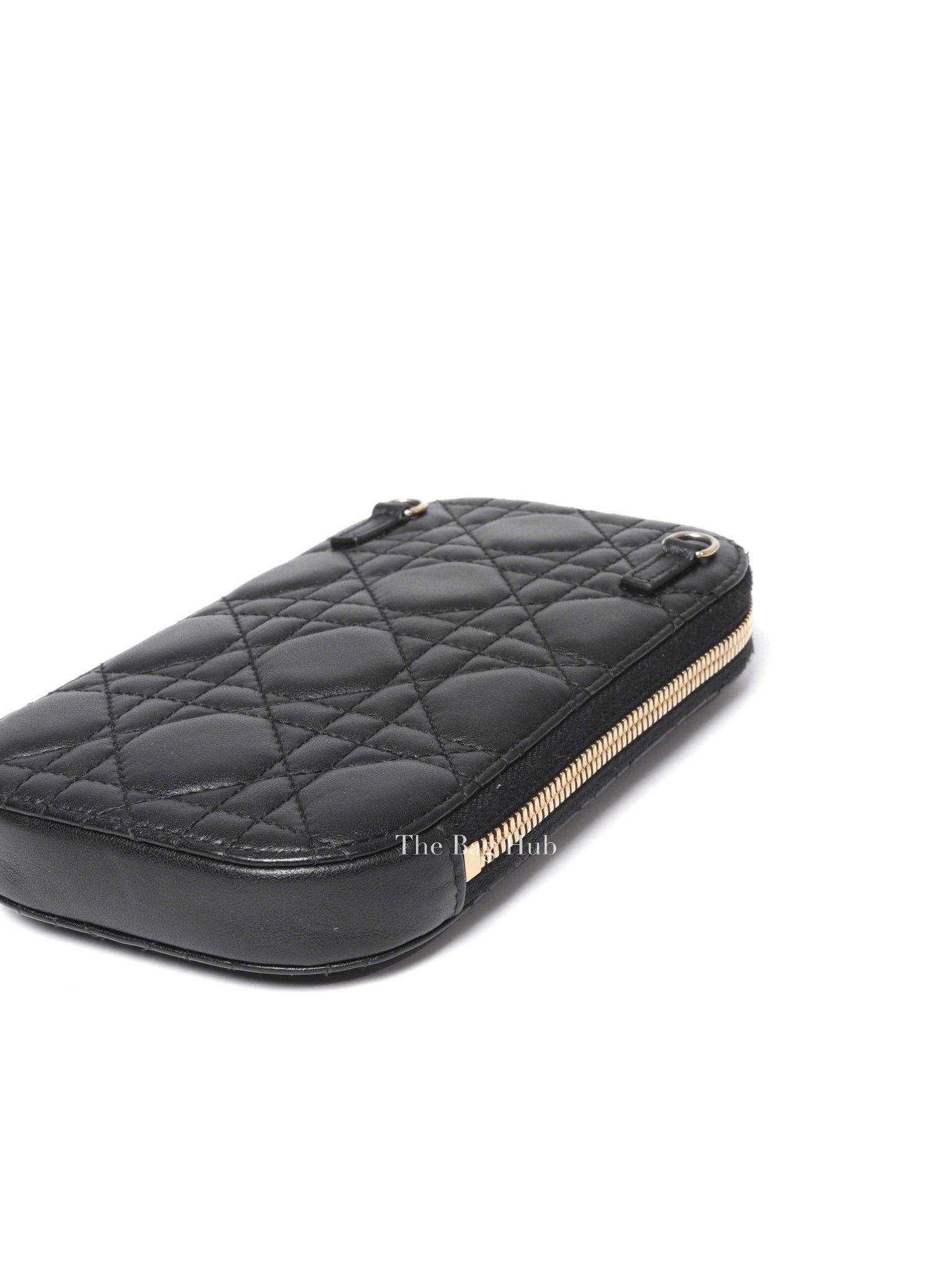 Dior Black Cannage Lambskin Call'in Dior Phone Holder