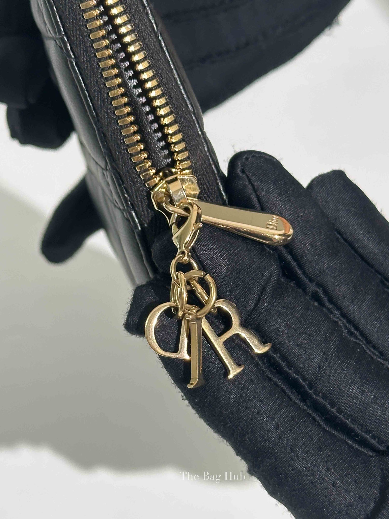 Dior Black Cannage Lambskin Call'in Dior Phone Holder