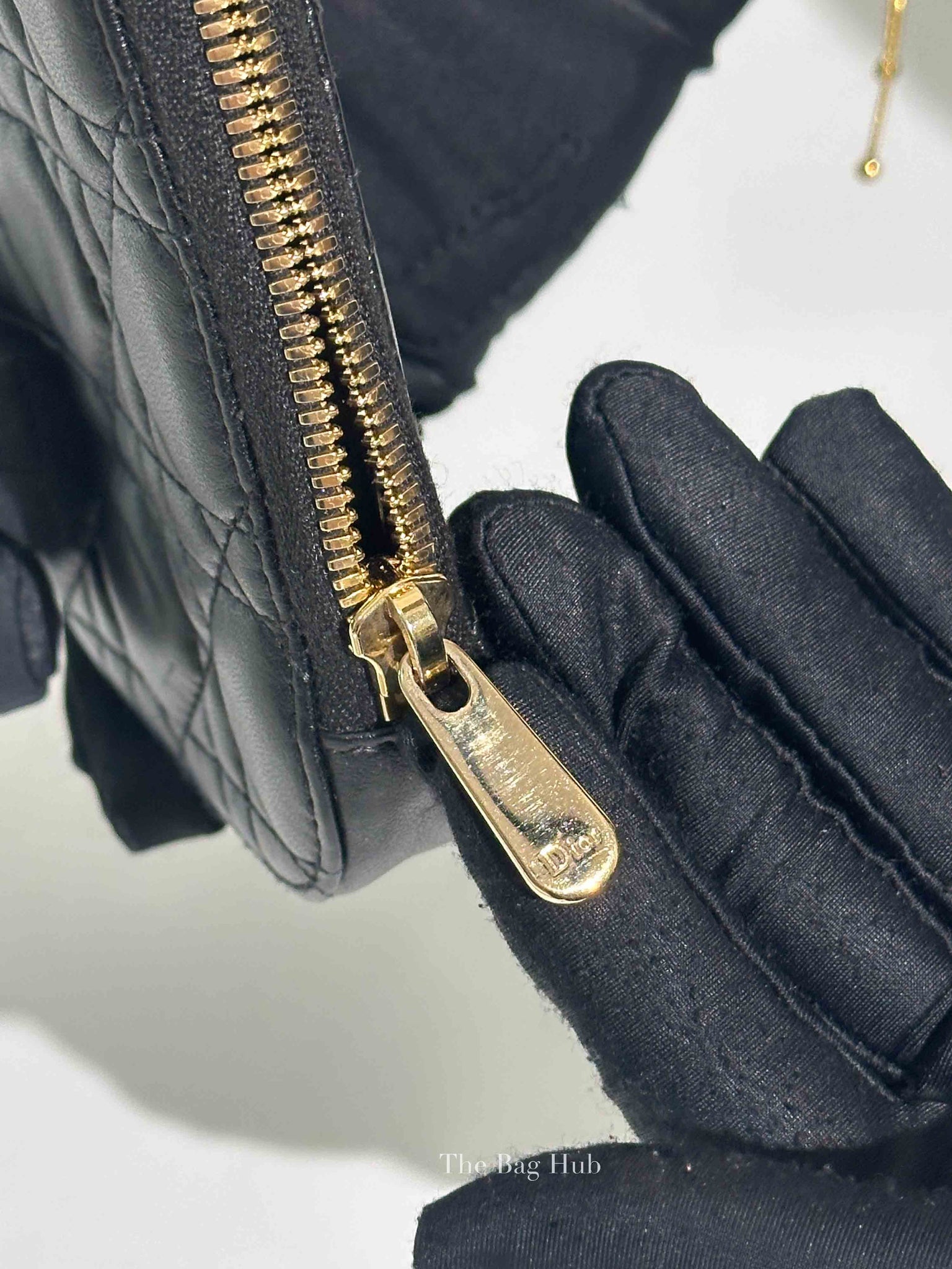 Dior Black Cannage Lambskin Call'in Dior Phone Holder