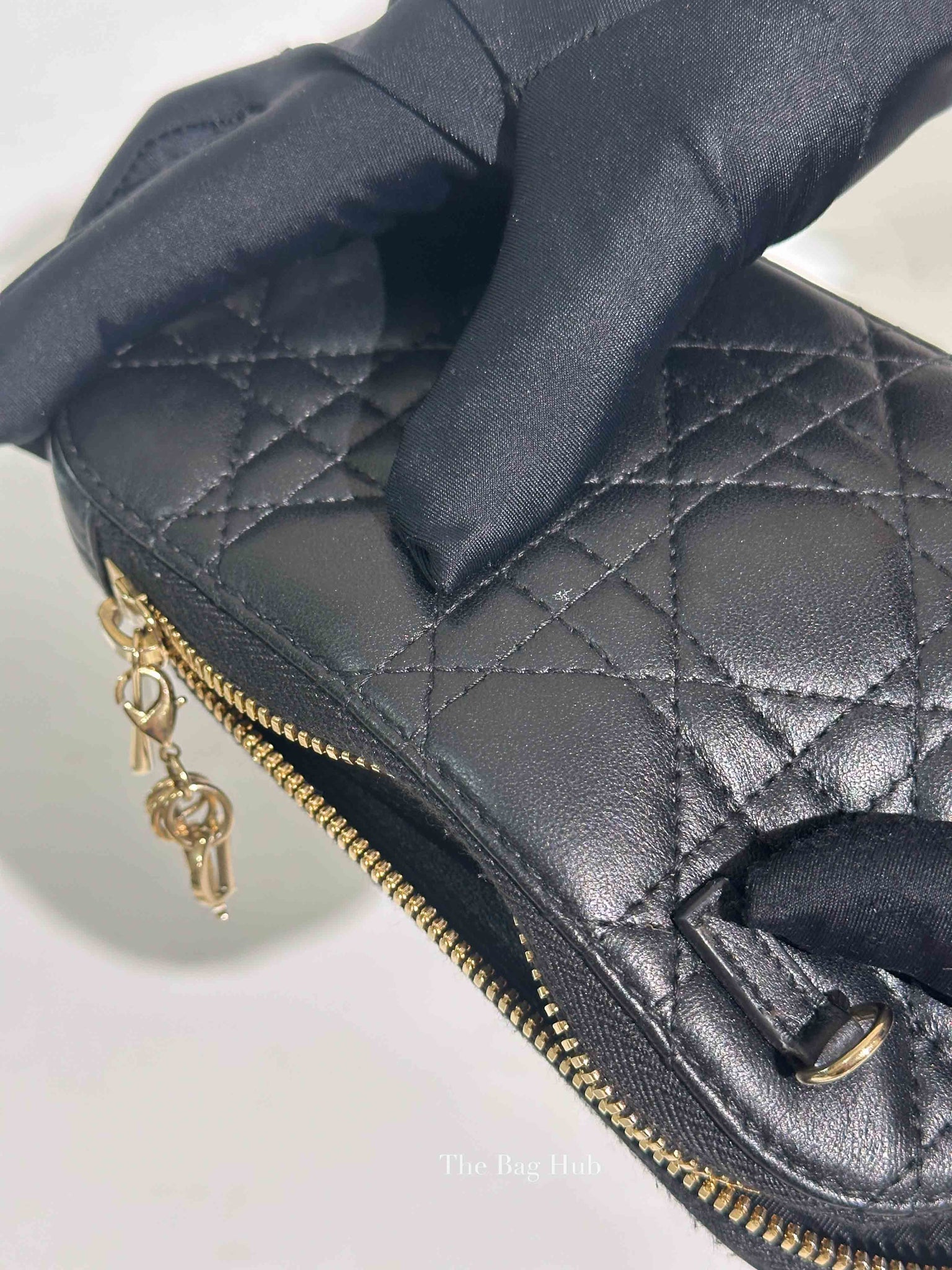 Dior Black Cannage Lambskin Call'in Dior Phone Holder