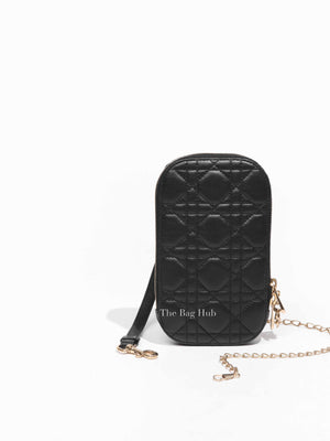 Dior Black Cannage Lambskin Call'in Dior Phone Holder