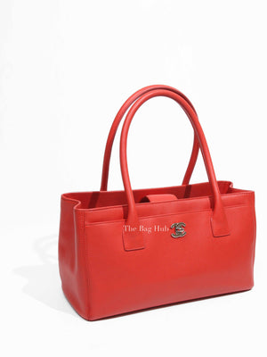 Chanel Red Leather Cerf Executive Tote Bag SHW
