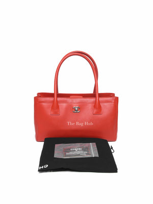 Chanel Red Leather Cerf Executive Tote Bag SHW