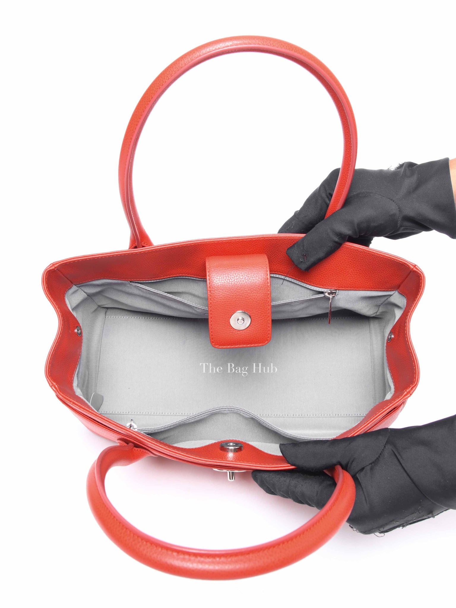Chanel Red Leather Cerf Executive Tote Bag SHW