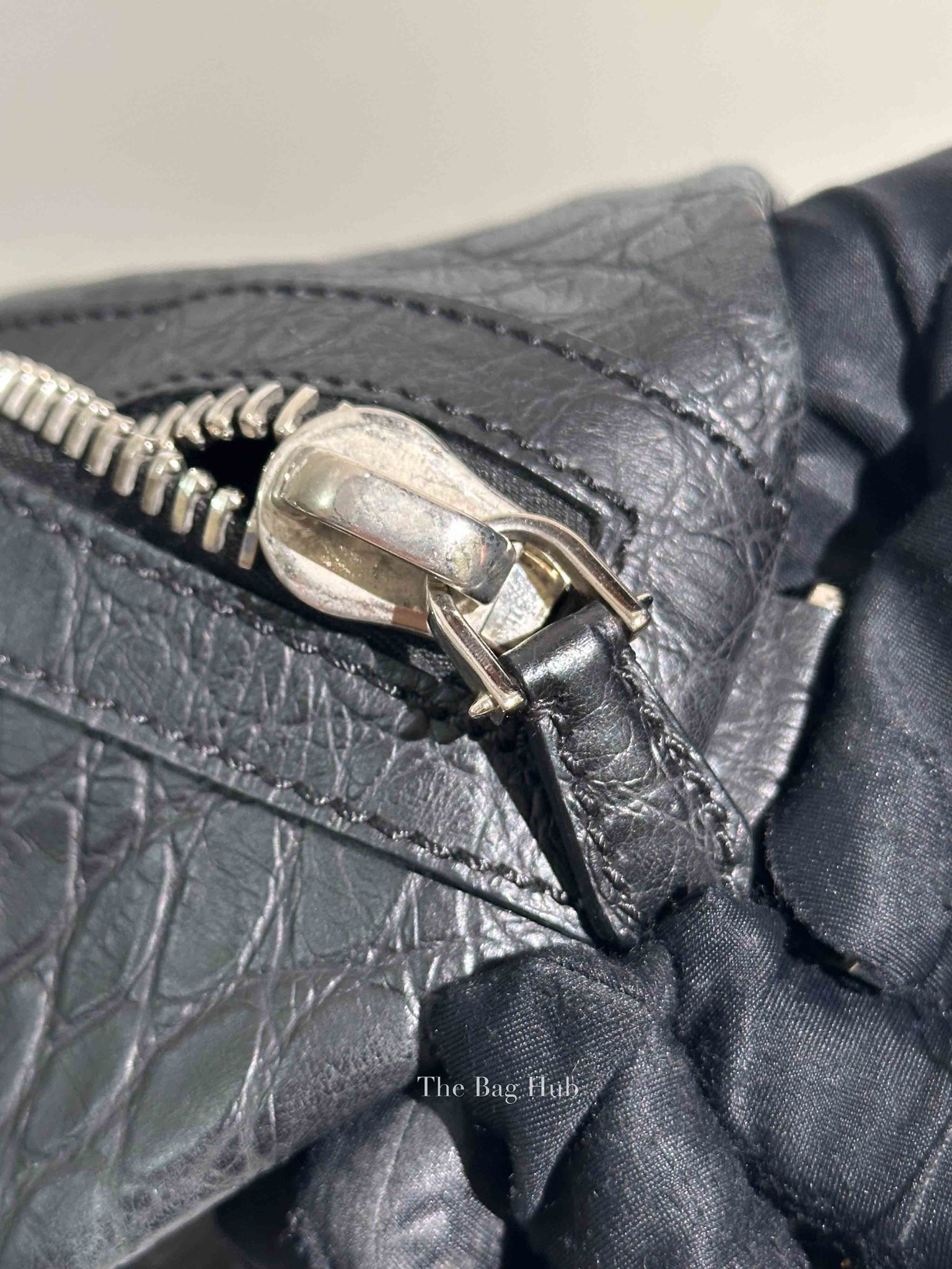Givenchy Black Croc Calfskin Leather Large Nightingale Bag