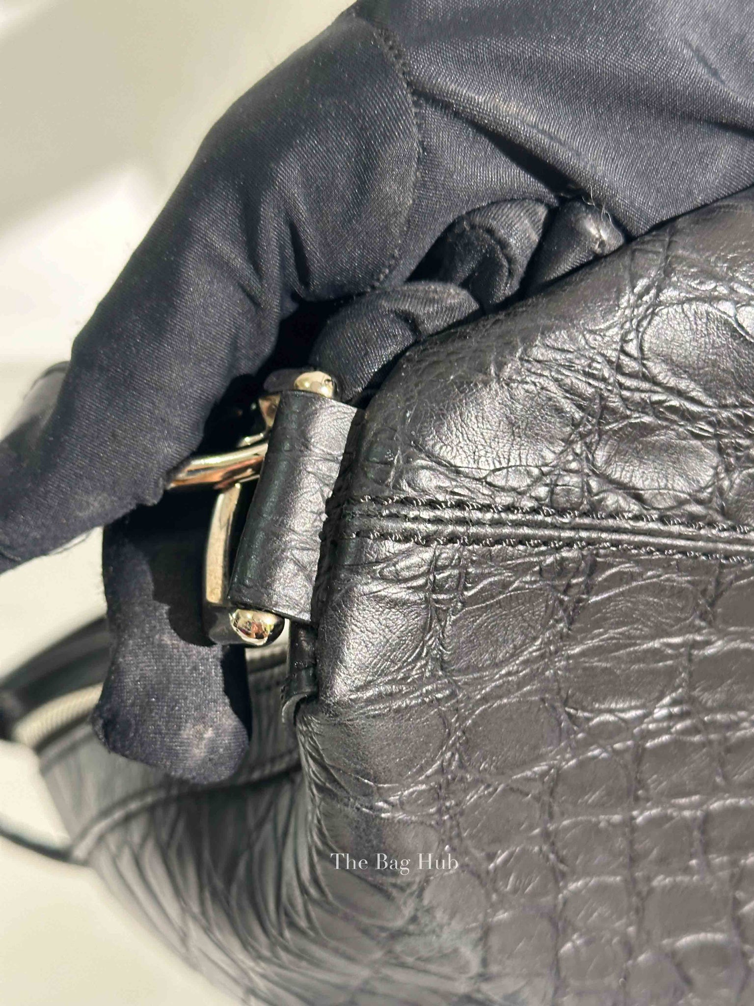Givenchy Black Croc Calfskin Leather Large Nightingale Bag
