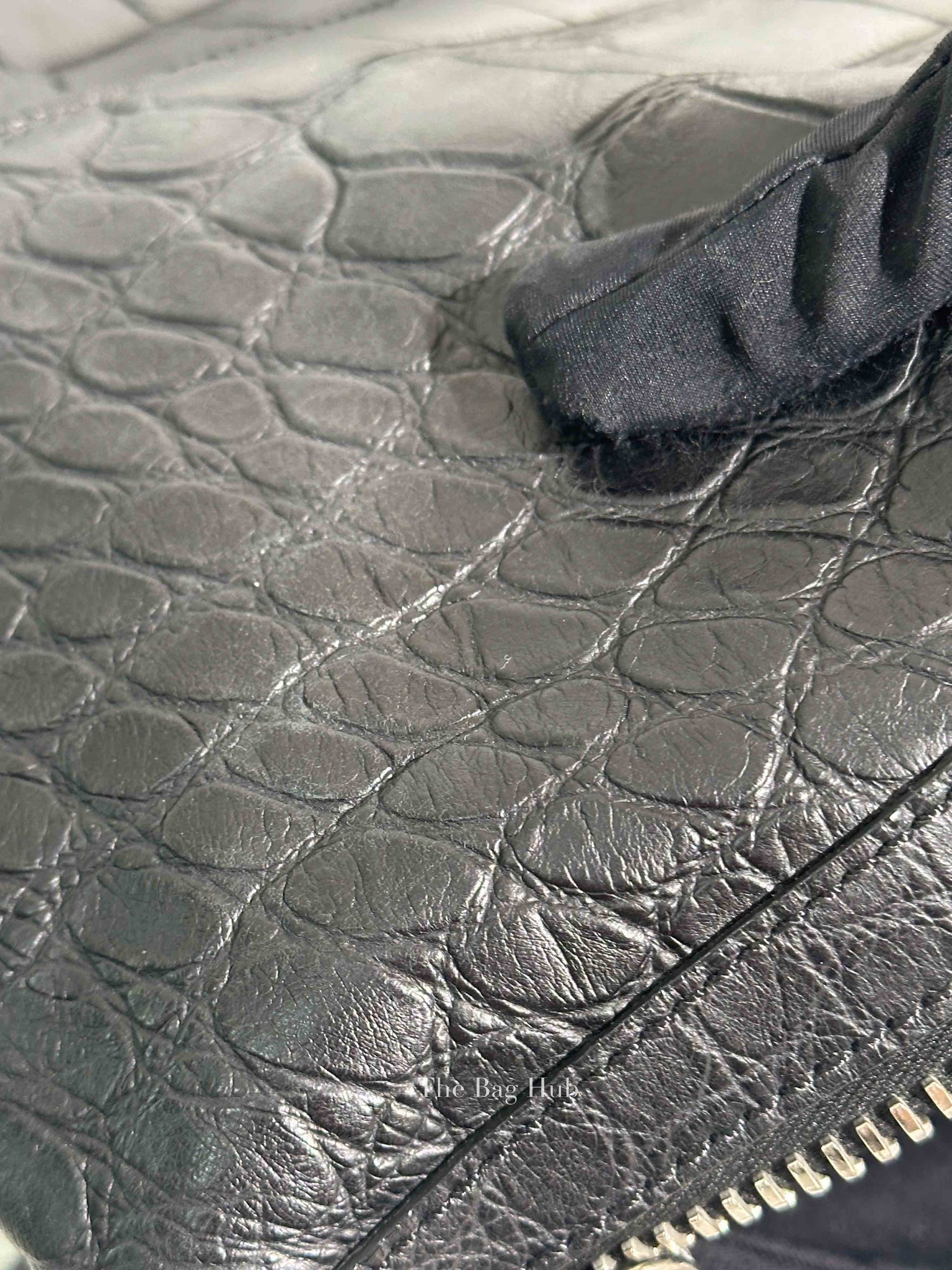 Givenchy Black Croc Calfskin Leather Large Nightingale Bag