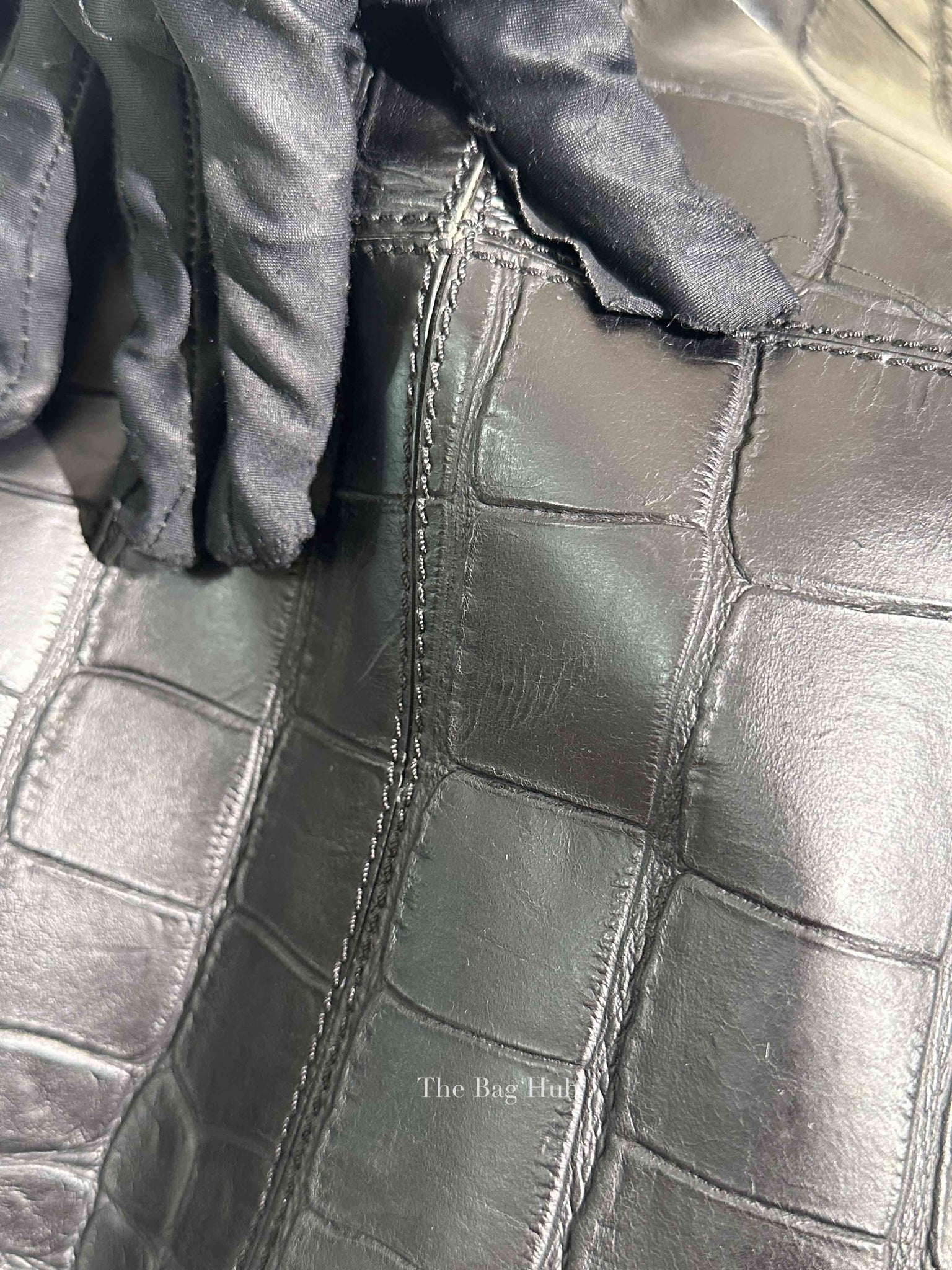 Givenchy Black Croc Calfskin Leather Large Nightingale Bag