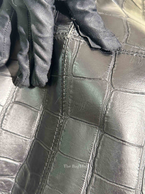 Givenchy Black Croc Calfskin Leather Large Nightingale Bag