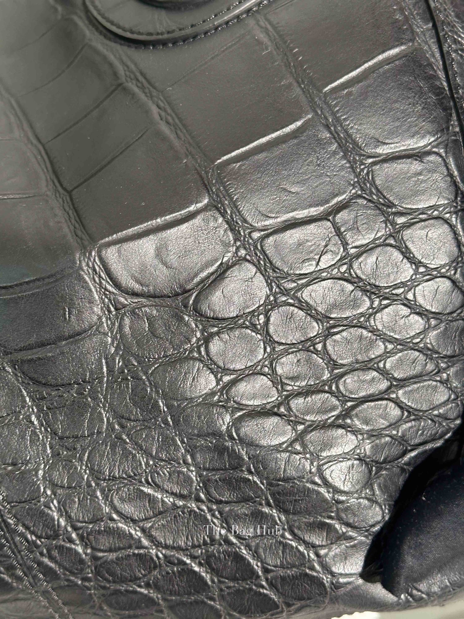 Givenchy Black Croc Calfskin Leather Large Nightingale Bag