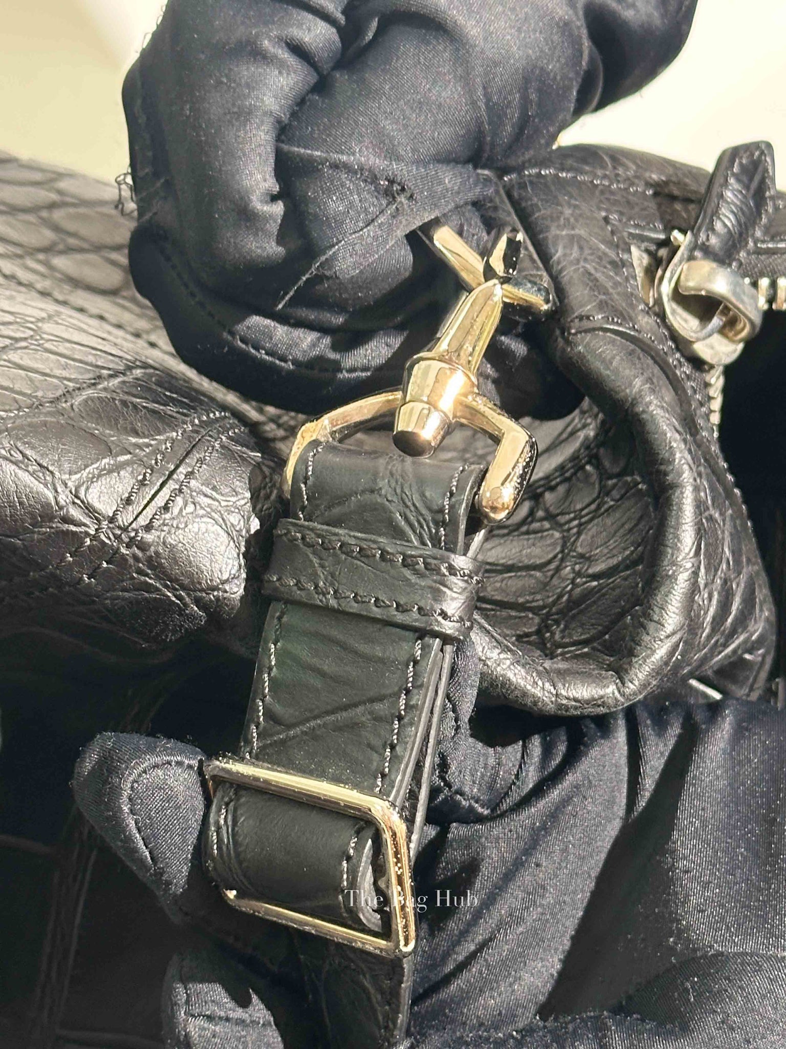 Givenchy Black Croc Calfskin Leather Large Nightingale Bag