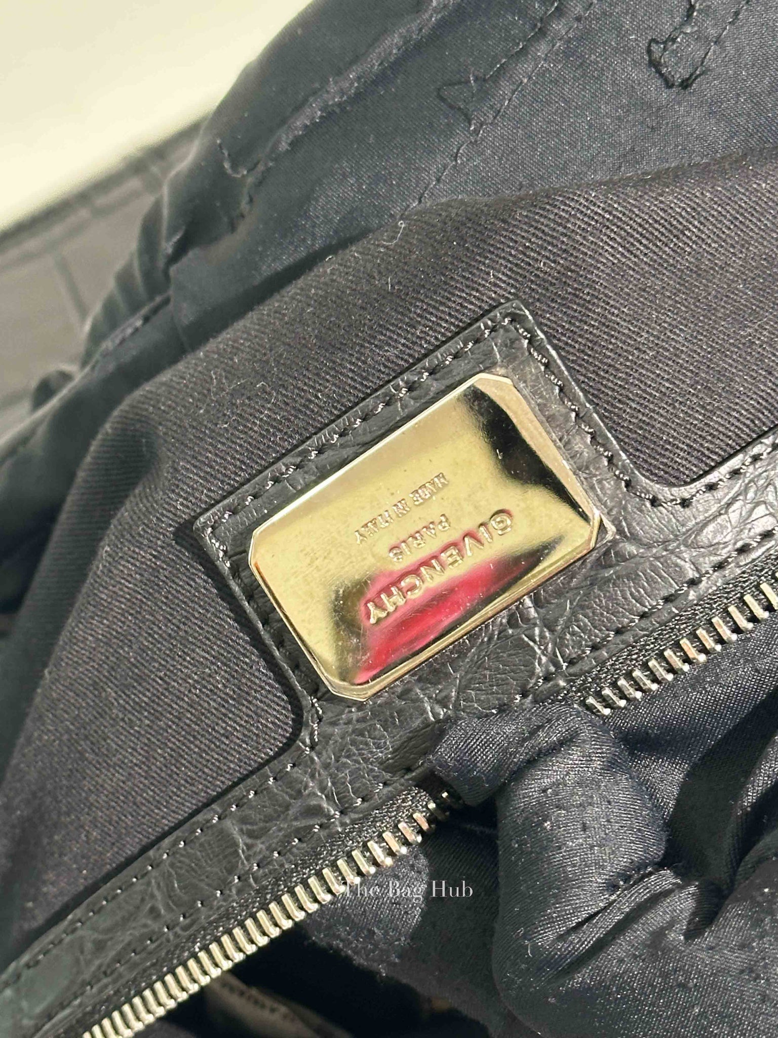 Givenchy Black Croc Calfskin Leather Large Nightingale Bag